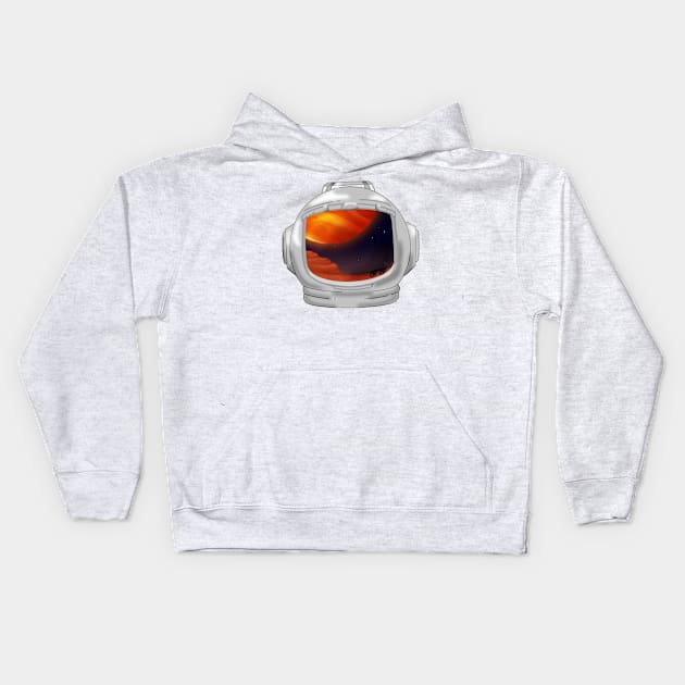 Space Helmet Red Planet Reflection Kids Hoodie by FernheartDesign